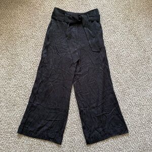 Calvin Klein Floral Jacquard Belted Wide Leg Crop Pants Black Women’s 8 Floral